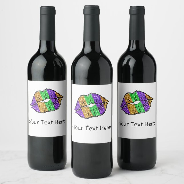 Mardi Gras Kiss Bottle Labels Weinetikett (Flaschen)