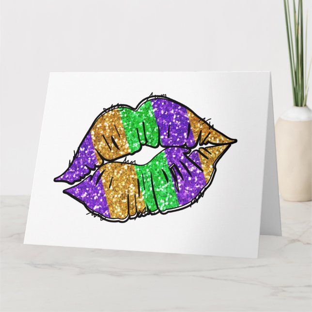 Mardi Gras Kiss Grußkarte (Leere) Karte (Vorderseite)