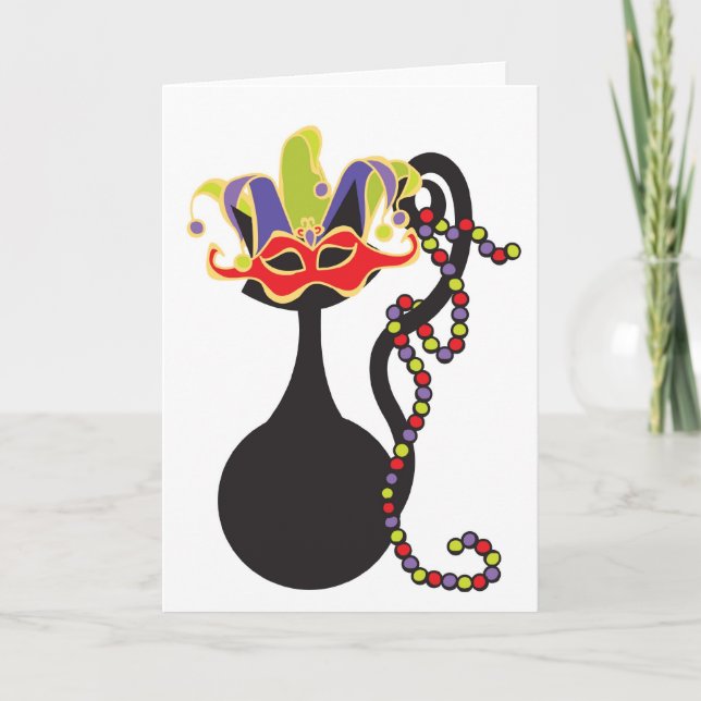 Mardi Gras Kitty Card Karte (Vorderseite)