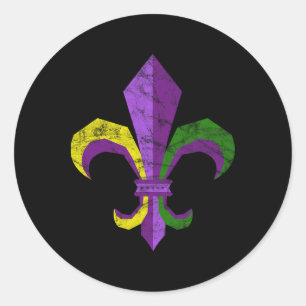 Mardi Gras Kleidung - Vintage Lilie Runder Aufkleber