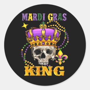 Mardi Gras König Männer Karnevalskostüm Geschenk M Runder Aufkleber