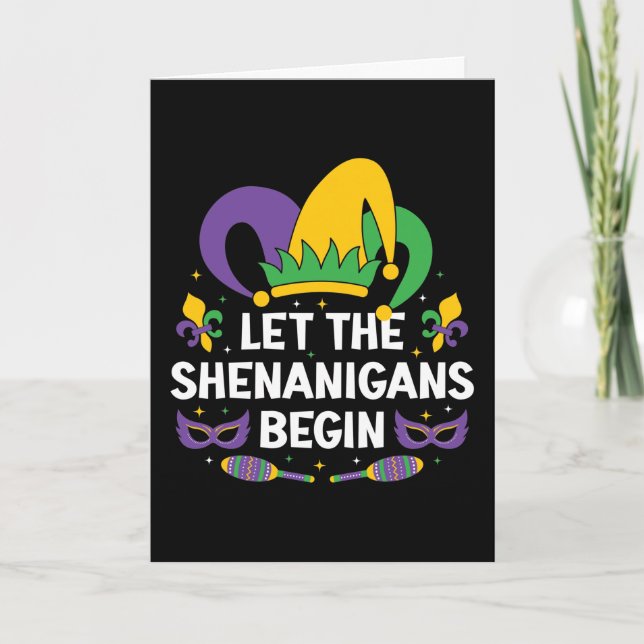 Mardi Gras Kostüm Lass Die Shenanigans Beginnen Karte (Vorderseite)