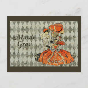 Mardi Gras Kostüm Paar Postkarte