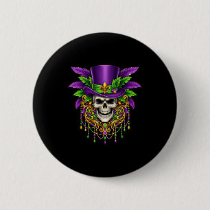 Mardi Gras Kostüm Zucker Schädel Karneval New Orle Button