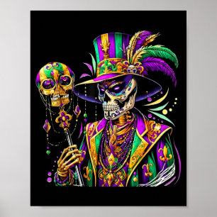 Mardi Gras Kostüm Zucker Schädel Karneval New Orle Poster
