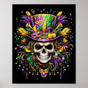 Mardi Gras Kostüm Zucker Schädel Karneval New Orle Poster