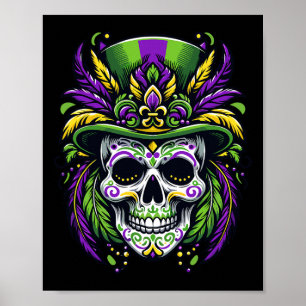Mardi Gras Kostüm Zucker Skull Karneval Party Männ Poster
