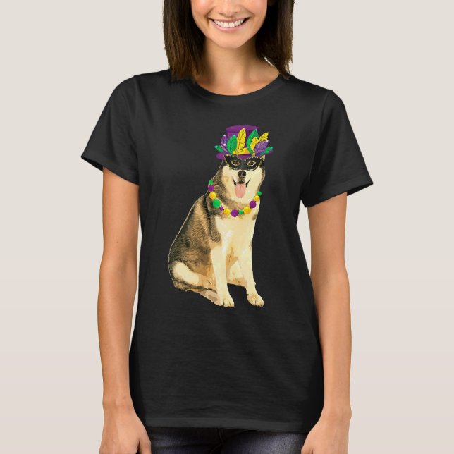 Mardi Gras Kostümmaske Siberischer Husky T-Shirt (Vorderseite)