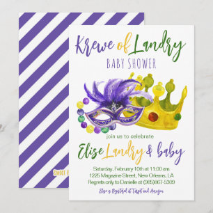 Mardi Gras Krewe Baby Shower Einladung