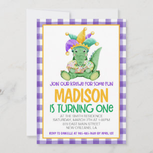 Mardi Gras Krewe Invitation pour le premier annive