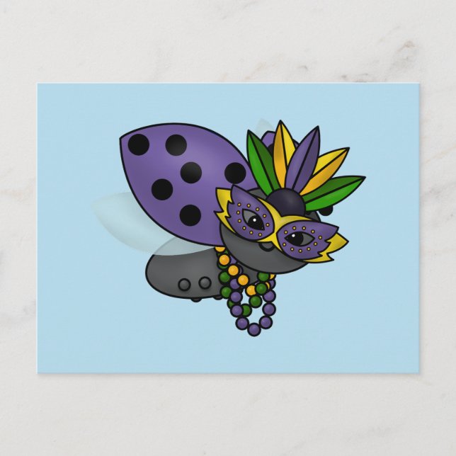 Mardi Gras Ladybug Postkarte (Vorderseite)