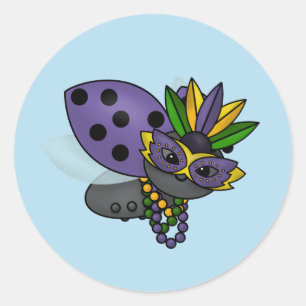 Mardi Gras Ladybug Runder Aufkleber