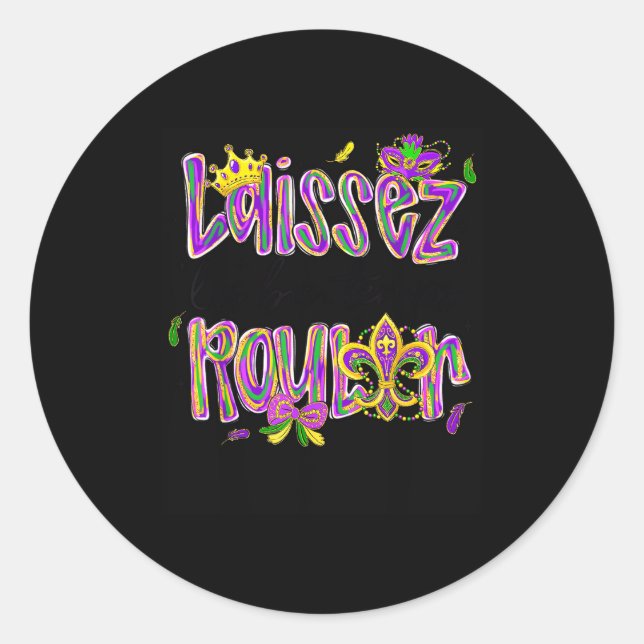 Mardi Gras Laissez Les Bon Temps Rouler Beads Fleu Runder Aufkleber (Vorderseite)