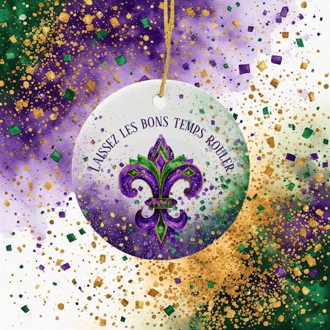 Mardi Gras Laissez Les Bons Temps Rouler Fleur Keramik Ornament (Mardi Gras Laissez Les Bons Temps Rouler Fleur Ceramic Ornament)