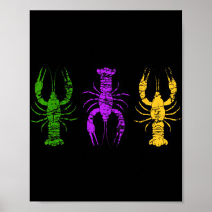 Mardi Gras Langustinen-Narrenhut-Perlen-T-Shirt Ne Poster