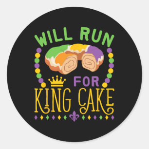 Mardi Gras läuft für King Cake Funny Ru Runder Aufkleber