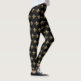 Mardi Gras Leggings fleur de lis or noir