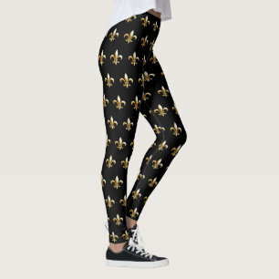 Mardi Gras Leggings fleur de lis or noir