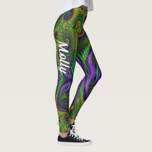 Mardi Gras Leggings Gold Black Purple Green Nom