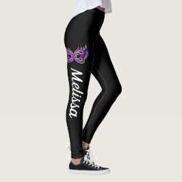 Mardi Gras Leggings Lila Maske Name