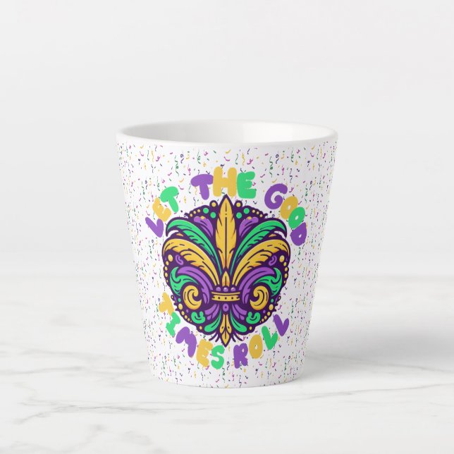 Mardi Gras Ließ die guten Zeiten rollen Milchtasse (Vorderseite)