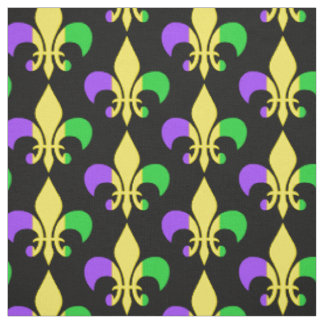 Mardi Gras Lila-Gelbe Fleur-de-Lis Stoff