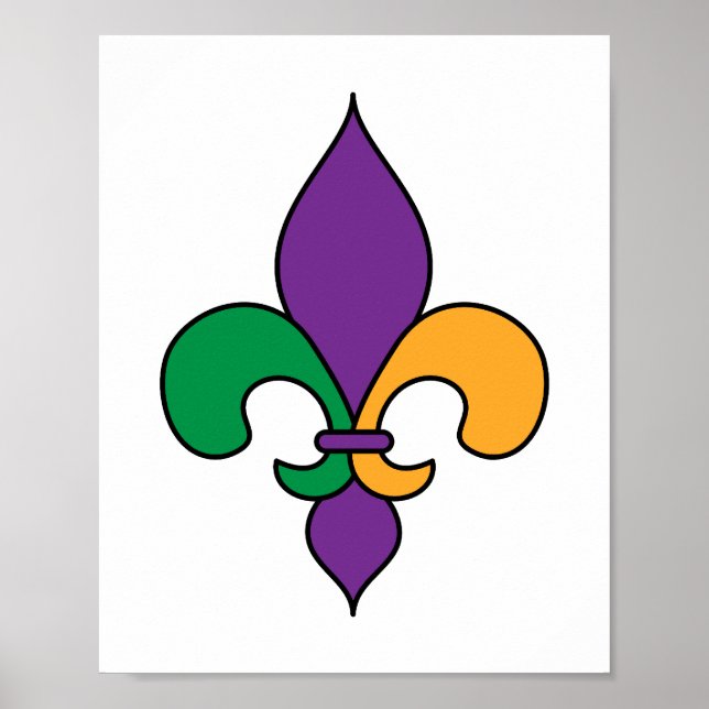 Mardi Gras Lila Gelbe Grüne Lilie Poster (Vorne)