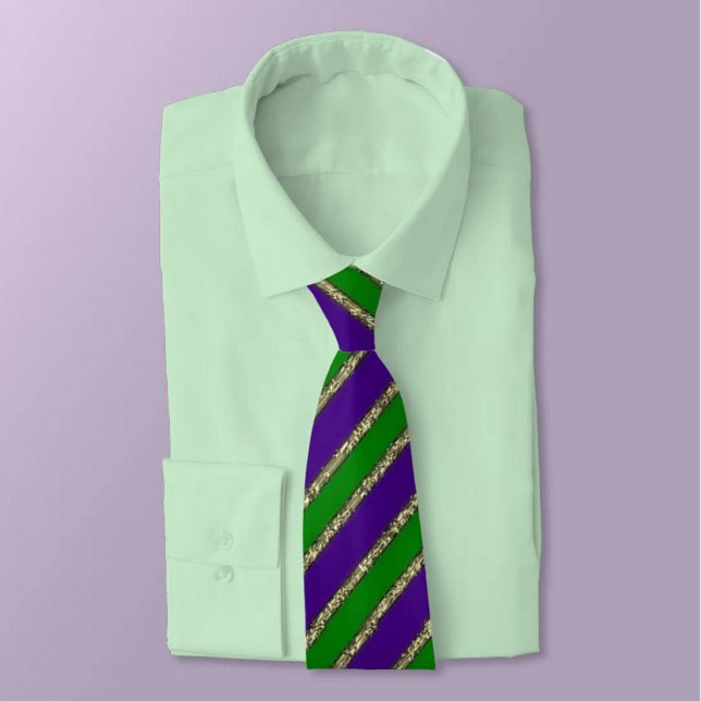 Mardi Gras Lila Green und Gold Neck Tie Krawatte (Von Creator hochgeladen)