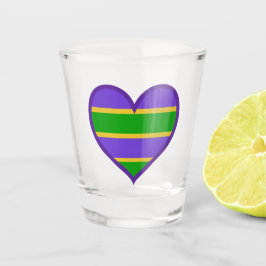 Mardi Gras Lila Herz gestreift Schnapsglas
