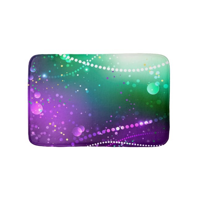 Mardi Gras Lila Hintergrund Badematte (Vorderseite)