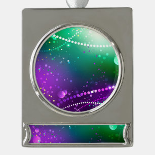 Mardi Gras Lila Hintergrund Banner-Ornament Silber