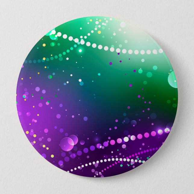 Mardi Gras Lila Hintergrund Button (Vorderseite)