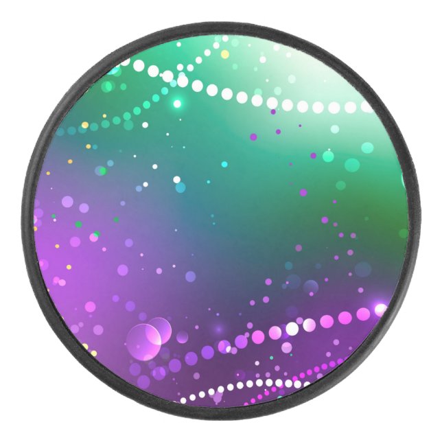 Mardi Gras Lila Hintergrund Eishockey Puck (Vorderseite)