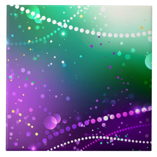 Mardi Gras Lila Hintergrund Fliese (Vorderseite)