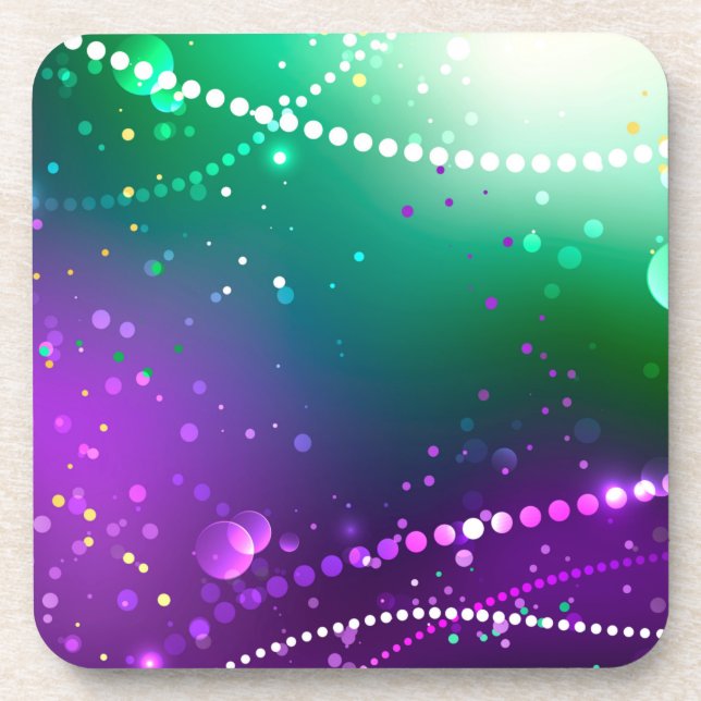 Mardi Gras Lila Hintergrund Getränkeuntersetzer (Vorderseite)