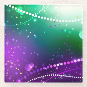 Mardi Gras Lila Hintergrund Glasuntersetzer