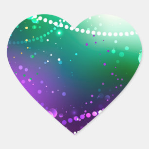 Mardi Gras Lila Hintergrund Herz-Aufkleber