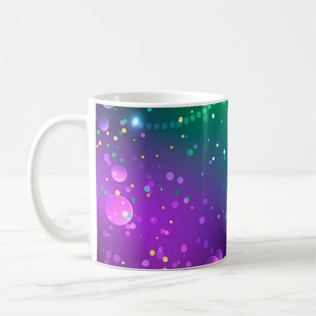 Mardi Gras Lila Hintergrund Kaffeetasse (Links)