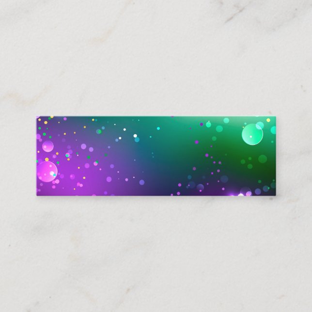 Mardi Gras Lila Hintergrund Mini Visitenkarte (Vorderseite)