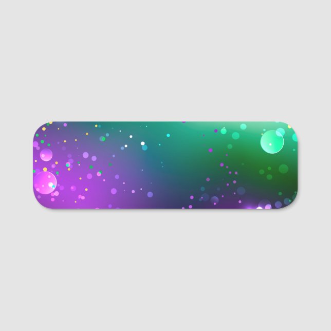 Mardi Gras Lila Hintergrund Namensschild (Vorderseite)