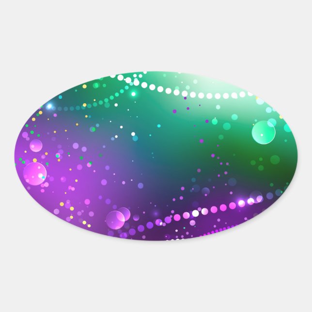 Mardi Gras Lila Hintergrund Ovaler Aufkleber (Vorderseite)