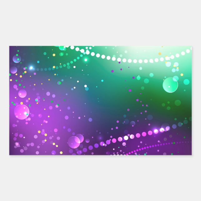 Mardi Gras Lila Hintergrund Rechteckiger Aufkleber (Vorderseite)