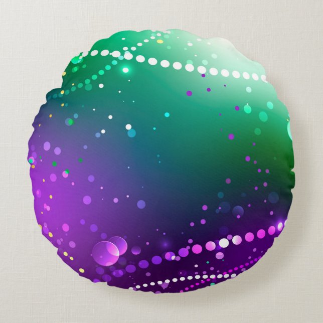Mardi Gras Lila Hintergrund Rundes Kissen (Vorderseite)