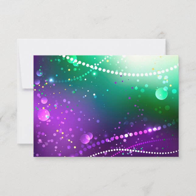 Mardi Gras Lila Hintergrund Save The Date (Vorderseite)