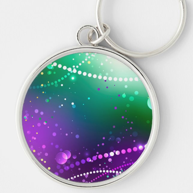 Mardi Gras Lila Hintergrund Schlüsselanhänger (Vorne)