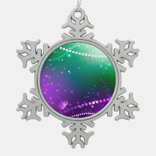 Mardi Gras Lila Hintergrund Schneeflocken Zinn-Ornament