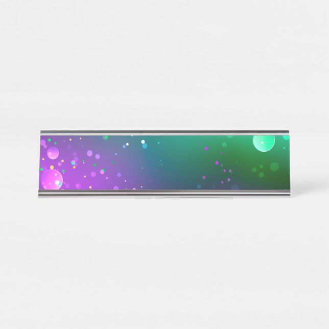 Mardi Gras Lila Hintergrund Schreibtischnamensplakette (Vorderseite )