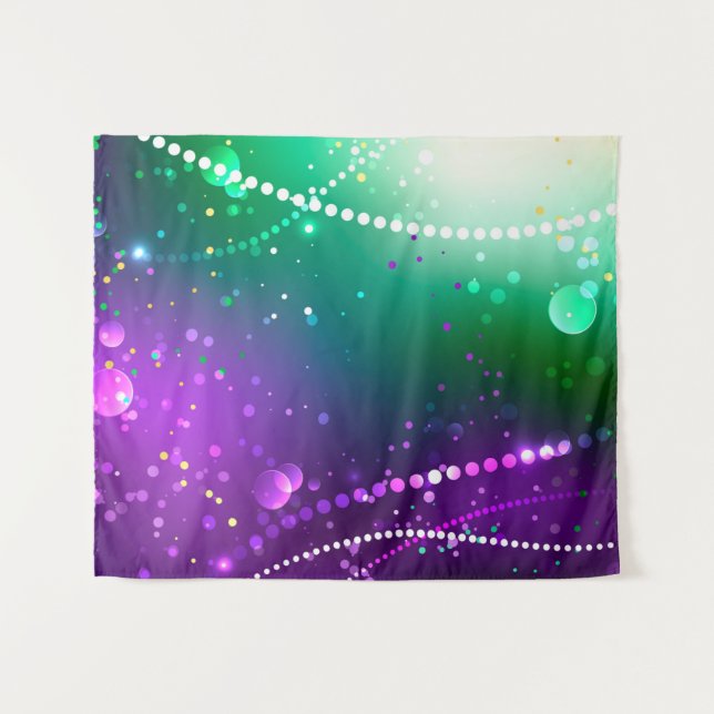 Mardi Gras Lila Hintergrund Wandteppich (Vorderseite (Horizontal))