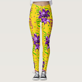 Mardi Gras Lila Mask und Confetti Leggings