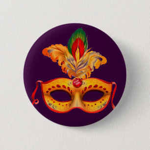 Mardi gras lila Masquerade Button